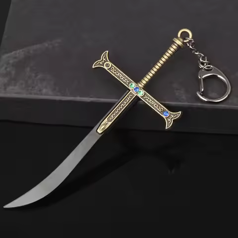 Hawk Eyes Dracule Mihawk Keychain Strongest Swordsman Black Blade Yoru Weapon Model Key Chain for Me