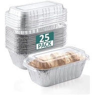 25 Pack 6x3.5x2 Disposable Aluminum Loaf Pans with Lids - 1 Lb Mini Loaf Pans, Small Aluminum Tin Fo