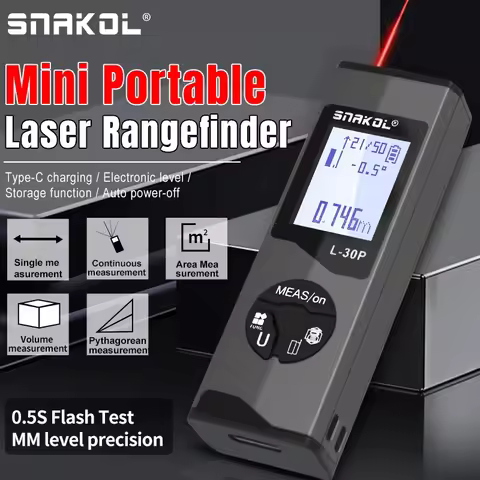 SNAKOL Mini Digital Laser Rangefinder Type-C Rechargeable Millimeter-Level Accuracy with Electronic 