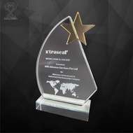 9125 Crystal Glass Star Award Trophy Plaque (HADIAH SUKAN DAN HADIAH ANUGERAH CEMERLANG) Plak cenderahati