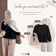 One Set of Stylish 3-in-1 Hijab | Coffee Coffee | Teenage Outfits | Blouse + Pants + Pashmina Hijab 