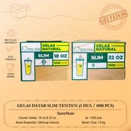 1 box (1000 pcs) Slim Flat Glass TEN TEN 18oz & 22oz Weight 7GR Slim Glass/ Juice Glass/ Flat Plasti