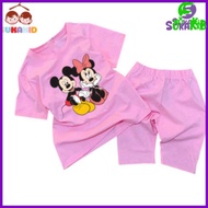 Mezzanine outfit for babies in the shape of mitki chan, yellow bow, pink legs, and a horse for girls