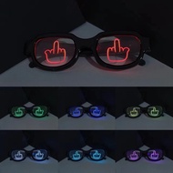 Luminous Glasses Vertical Middle Finger LED Red Eye Special Effect Glasses love Student Sunglasses F