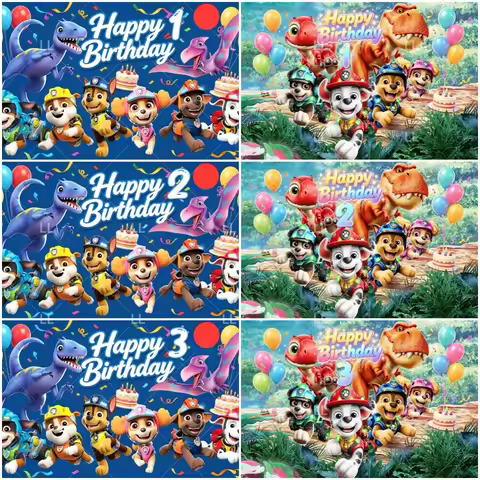 Cartoon Paw Patrol 1 4 5th Birthday Party Decoration Backdrop Cute Dogs Puppys Photography Backgroun