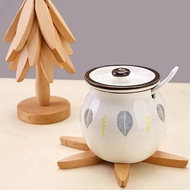 【JJL】-Tree Shape Design Stand Wooden Tripod Decoration Anti-Scalding Heat Resistant Table Mat Coaste