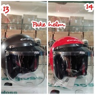 HELM BOGO HELM CARGLOSS RETRO + KACA BOGO FLAT DATAR BENING HELM