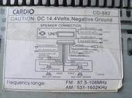 歌樂CARDIO單片CD汽車音響型號CD-882 缺面版當零件機賣