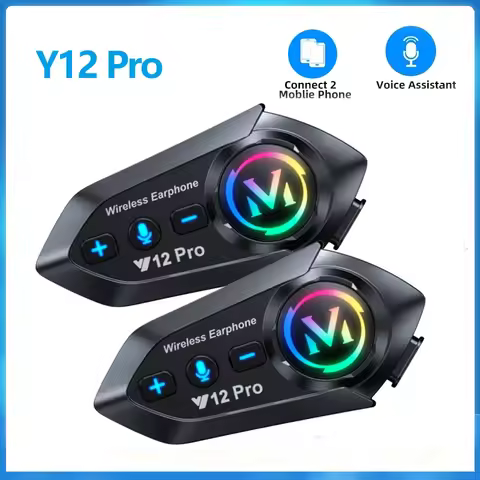 Y12 Pro Motorcycle Helmet Bluetooth Intercom Distance 500MVoice Assistant Mixing Music Sharing IP56 