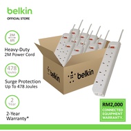 [Carton Deal] Belkin F9E410SA2M 4 Socket Surge Protector with RJ11 socket - 2 Meter (12 Units Per Bo