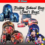 *Baby* ♢Primary School Bag Trolley Bag 6Wheels 3 In 1 Set Boys Beg Sekolah Roda Lelaki◈