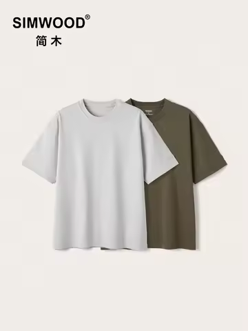 SIMWOOD 2026 Summer Super Loose 300gsm Heavyweight Garment Washed T-Shirt Men Enzyme Wash Vintage To