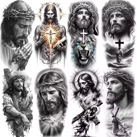 1 Sheet Good Friday Jesus Pray Temporary Tattoos Christian Faith Tatoos Realistic Fake Tattoos Arm C