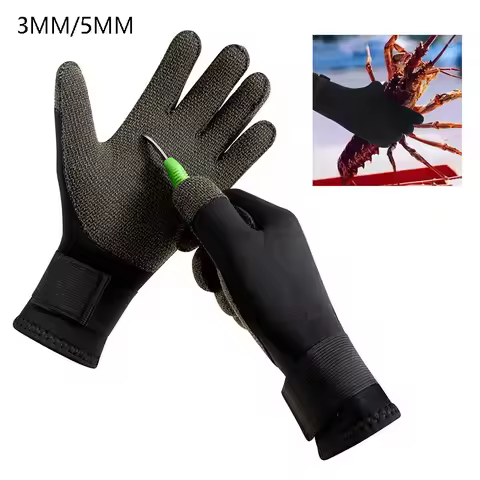 3/5mm Thicken Kevlar Diving Gloves Scratch Proof Fish Hunting Warm Gloves Deep Dive Underwater Spear