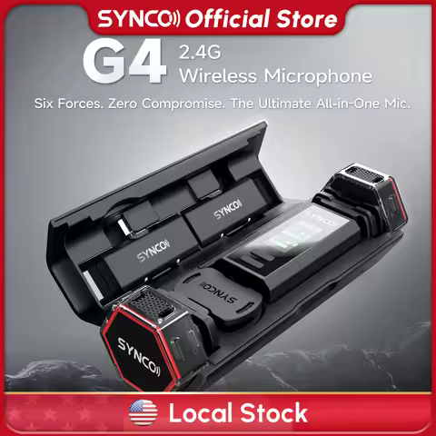 【US STOCK】 SYNCO G4 Official 2.4G Wireless Lavalier Microphone Dual Mic for Smartphone Camera Vlog Y