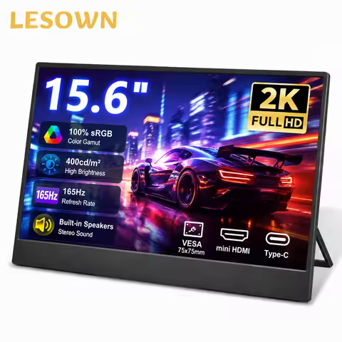 LESOWN 2.5K 15.6" Fast Refresh Gaming Display 165Hz Driverless External Monitor with Stand for Xbox 