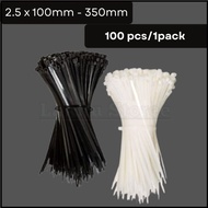 Cable ties 2.5x100mm - 350mm white black/ 1 Pack contains 100PCS RaceNui Brand