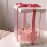 Transparent Cake Box 22x22 / Tall Cake Box / Mica Cake Box / Mica Cake Box / Dessert Box / Korean Ca