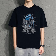 UnisexStar Wars Style R2D2 Robot Graphic Cotton T-Shirt Space Print Tee Short Sleeve Casual Summer U