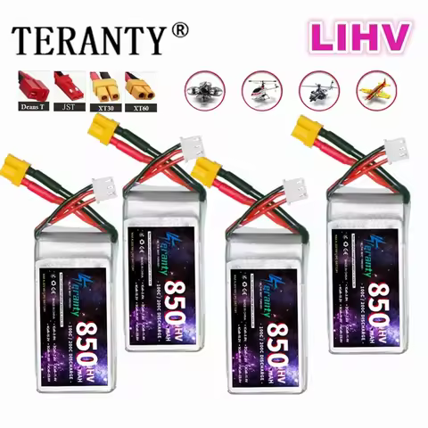 2/4PCS TERANTY HV Battery 850mAh 2S 7.6V 100C LiHV Lipo Battery XT30 XT60 Plug For Racing Car RC Dro
