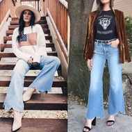 2ARO Mother017 High-Waist Light Blue Wide-Leg Flared Jeans for Women