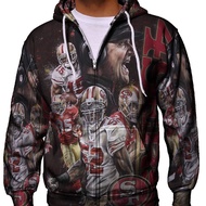 San Francisco 49ers Fullprint Zipper Hoodie Jacket Polyester Jersey Material [Hoodie With Zipper] Fu