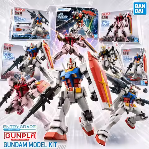 Bandai Original Gunpla EG 1/144 Entry Grade RX-78-2 Strike Nu Lah Gundam Action Figures Plastic Asse