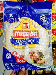 Mission Wraps Original แผ่นตอร์ติญ่า แป้งตอร์ติญ่า แป้งเคบับ มิชชั่น พร้อมส่ง!!! แพ็ค 8 แผ่น 360g