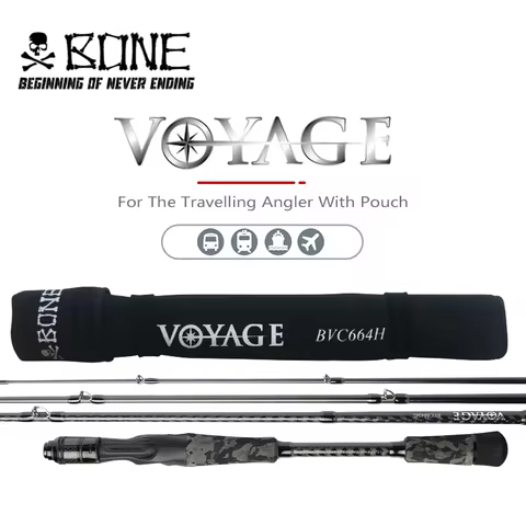 Bone Voyage 4 Piece Fishing Rod Light 136G-212G Spinning Casting FUJI Guide Portable Rod For The Tra