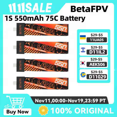 BETAFPV for Meteor75 Cetus Pro Cetus X FPV LAVA 1S 550mAh 75C Battery (4PCS)
