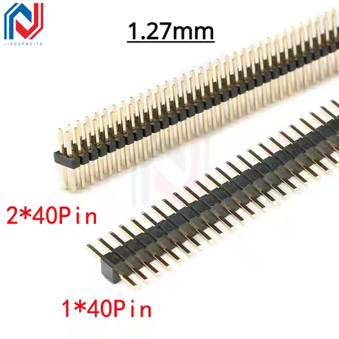 10pcs/Lot 1.27mm 1*40 2*40 Pin Header Male Pitch Male Single/Double Row Pin Header Strip Gold Plated