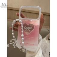 Girl Heart Gradient Pink Diamond Bow Suitable For iPhone 17 16 15 14 13 Pro Max i15 i16 i17 Phone Ca