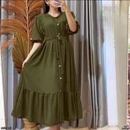 Mahalini Daster Daster Viral Tiktok 2024 Daster Kancing Depan Midi Dress Wanita