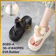 Sandal Jelly Karet Jepit Wanita Import Youth Balance Motif Pita Hak Tinggi 6089-A