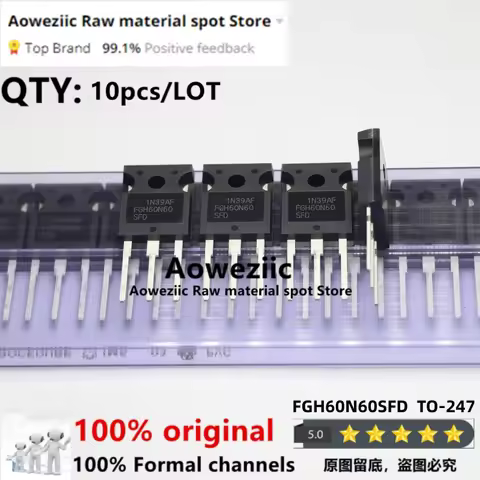 Aoweziic 2024+ 10pcs 100% New Imported Original 60N60 FGH60N60 FGH60N60SFD FGH60N60SMD TO-247 IGBT T