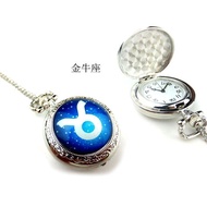 Retro Ceramic Flip Cover Pocket Watch Zodiac Necklace Aries Sign 12 Constellations Mens Quartz Mecha