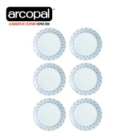 Arcopal Adriel 6pcs Dessert Plates Set 18cm White Decorated Tempered Glass