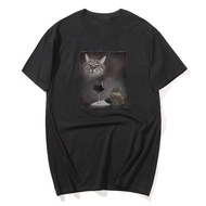 Funny Wine Cat Dank Meme T Shirt Casual Cotton Short Sleeve Unhinged Clothes Silly Cats T-Shirt Goof