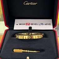 東區正精品㊣CARTIER LOVE 750 新版卡地亞黃K金螺絲愛情手環17號 RZ6141