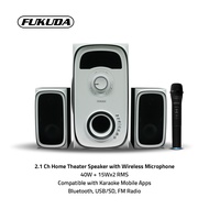 Fukuda Karaoke Speaker System Home Theater Speaker 2.1 Channel with Remote Control &amp; LED Display with FREE Wireless Microphone FHT90RMB