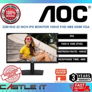 AOC 22B15H2 22 Inch IPS Monitor 100Hz FHD 4ms HDMI VGA
