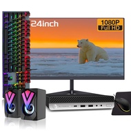 HP EliteDesk 705 G4 mini Desktop Computer PC Set, 24" FHD Monitor, AMD Ryzen5 2400G up to 3.90 GHz, 