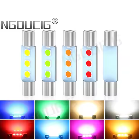 NGOUCIG 2PCS T6 Led 28mm Bulb Festoon Light 6614F 6612 C5W 3030 C10W Trunk Door Dome Vanity Mirror S