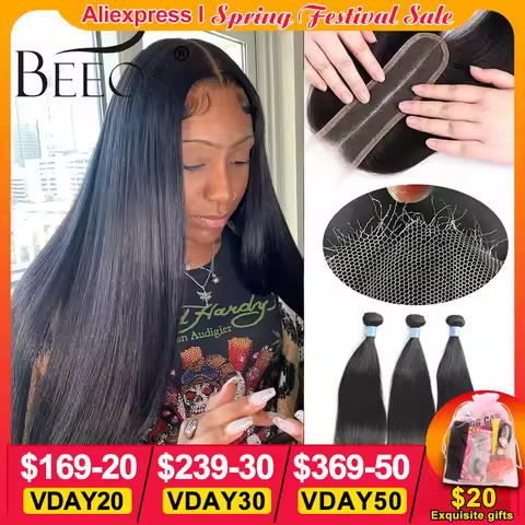 2x6 Real HD Lace Closure With 30 32 Inch Human Hair Bundles With 2x6 HD Lace Frontal Closure Straigh