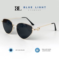 Kính Râm Kính Mát Nữ Mắt Mèo Cat Eye Càng Kim Loại Chống Tia UV Màu Cam Xanh Dương Đen - BLUE LIGHT