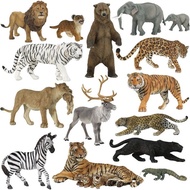 PAPO Children's Toys Simulation Wildlife Plastic Model Elephant Lion Tiger Zebra Set Boy 3 Year Old 