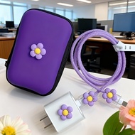 TEMU ชุดเคสชาร์จลายดอกทานตะวัน 6 ชิ้น - น่ารักและแข็งแรง, ออกแบบสำหรับชาร์จ iPhone 18W/20W, หูฟัง, เ