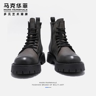 Fairwhale Men's Boots Dr. Martens Boots Men's Autumn Men's British Thick Sole Working Boots Leather Boots High-Top Leather Shoes Men's