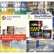 LILY WHITE 913 ( 5L ) APPLE BRAND EPOXY  • Floor Coating / Heavy Duty Protection / EPOXY  PAINT  / CAT EPOXY LANTAI / FLOOR CERAMIC TILES CEMENT