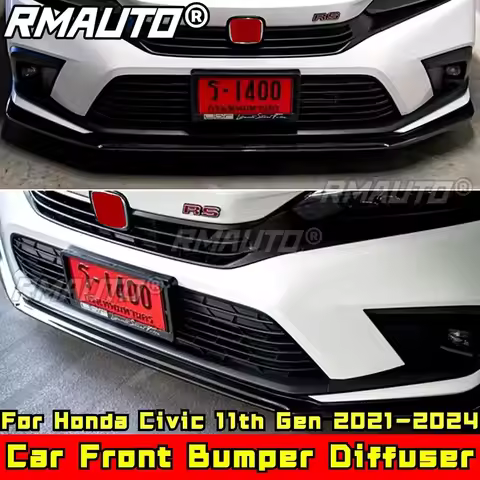 For Civic Body Kit Bumper Splitter Matte Black NK Style Front Bumper Lip for Honda Civic 11th Gen 20